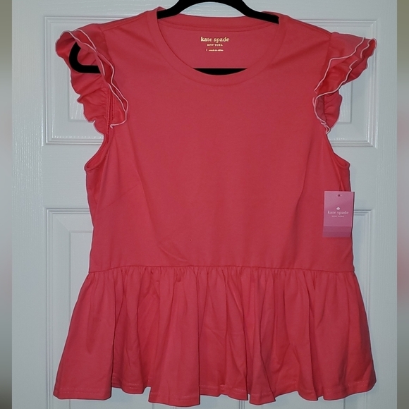 kate spade Tops - NWT Kate Spade Peplum Tee Deep Dahli Size Large